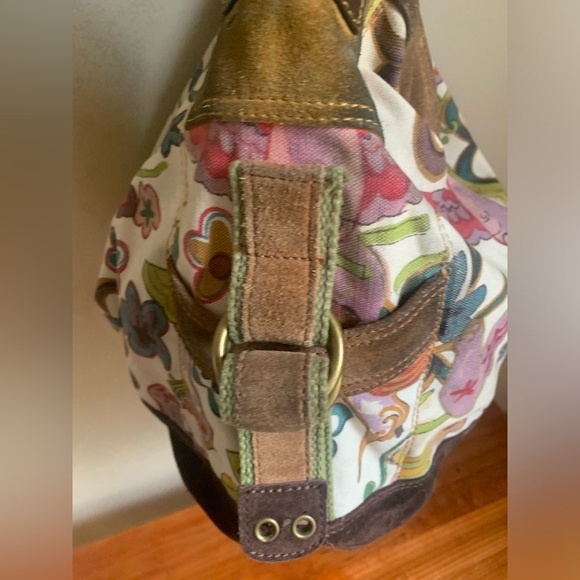 Lucky brand Shoulder bag , hobo boho bohemian leather canvas purse grunge - Picture 7 of 16